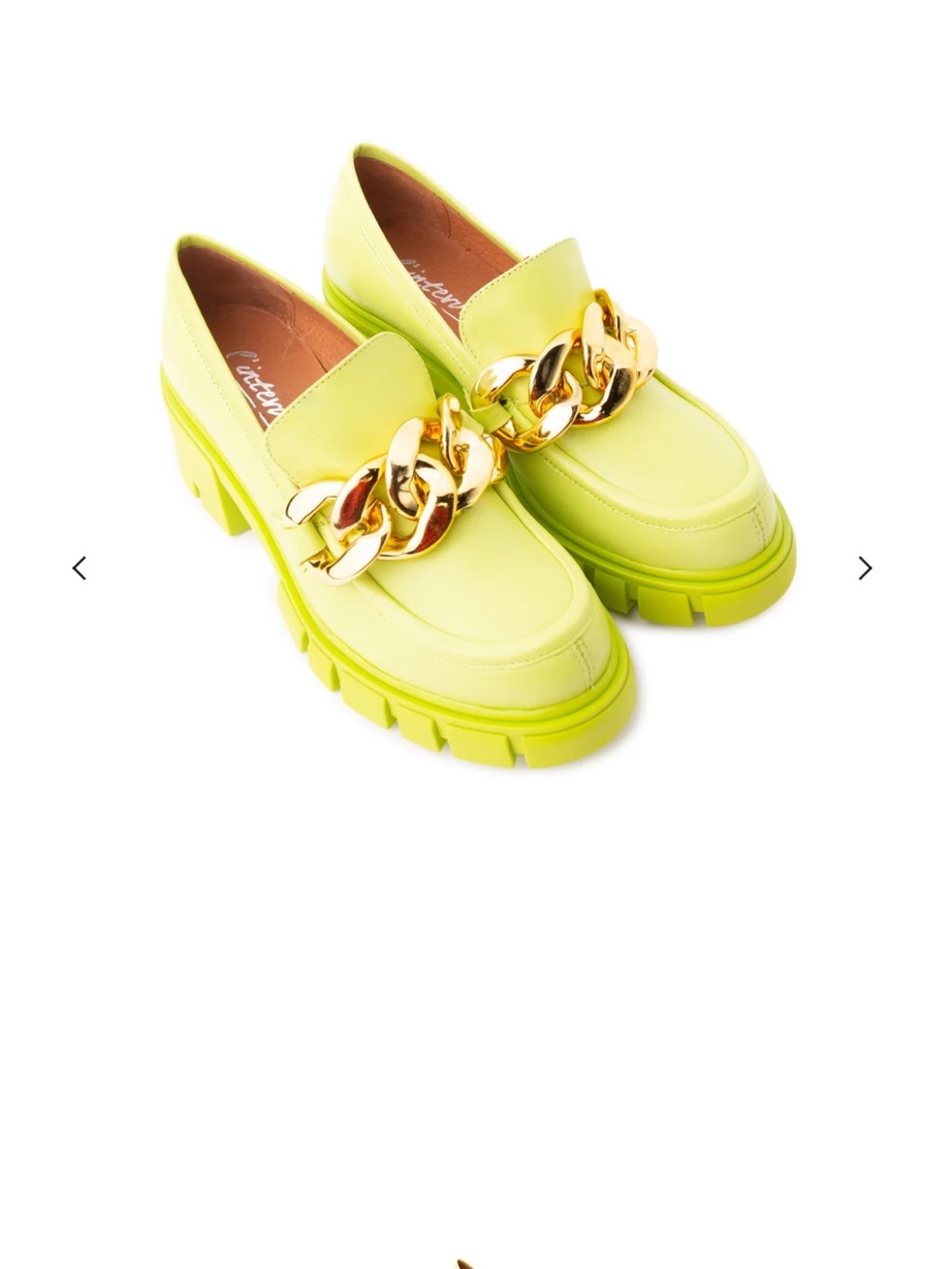 L'INTERVALLE Neon Lime Platform Chain Loafer - Picture 2 of 4